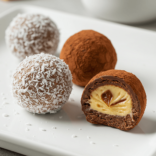 Trufas de chocolate artesanales cubiertas de cacao