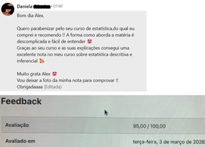 Depoimento de Daniela sobre a abordagem didática do Método 1H Linear para regressão linear