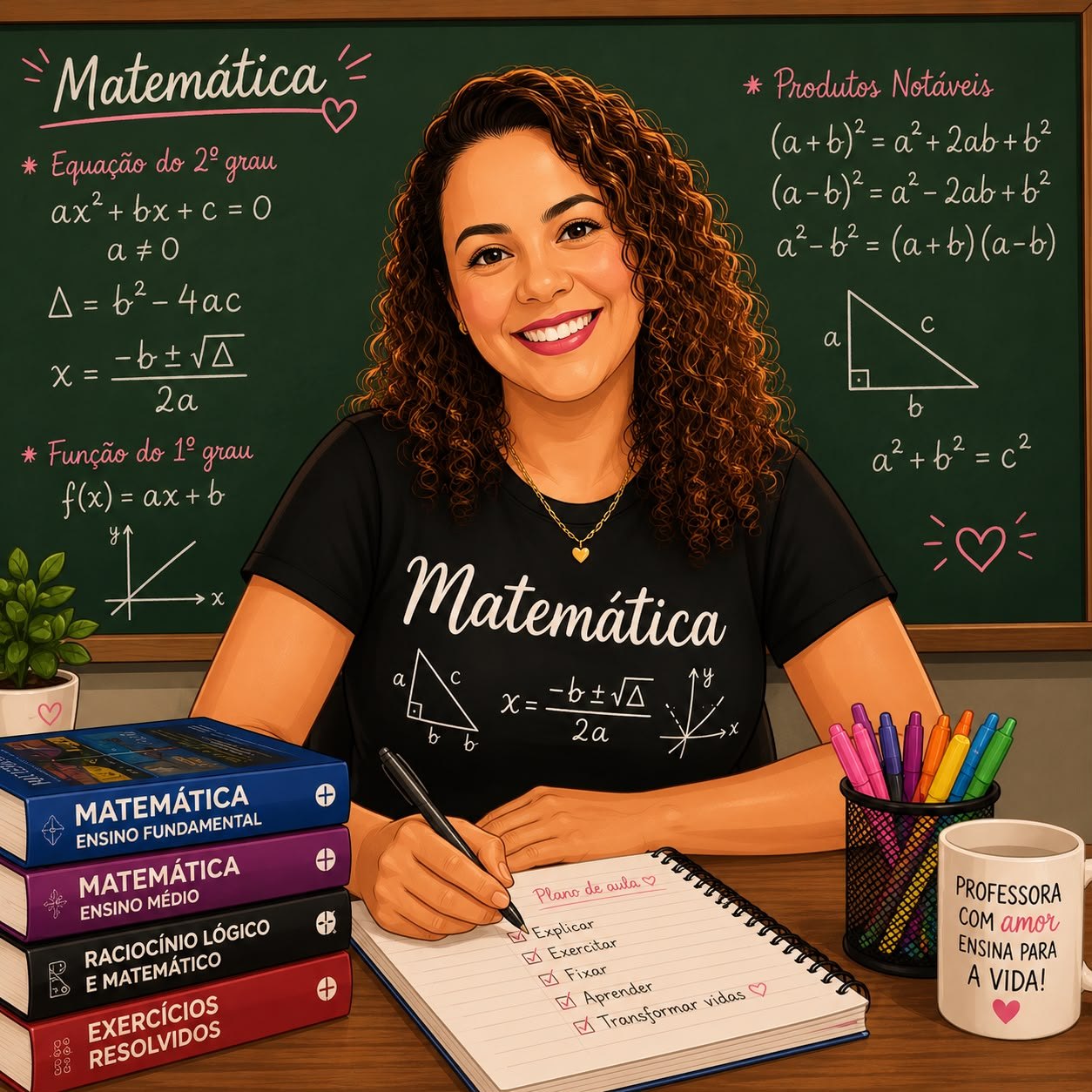 Estudante feliz aprendendo matemática
