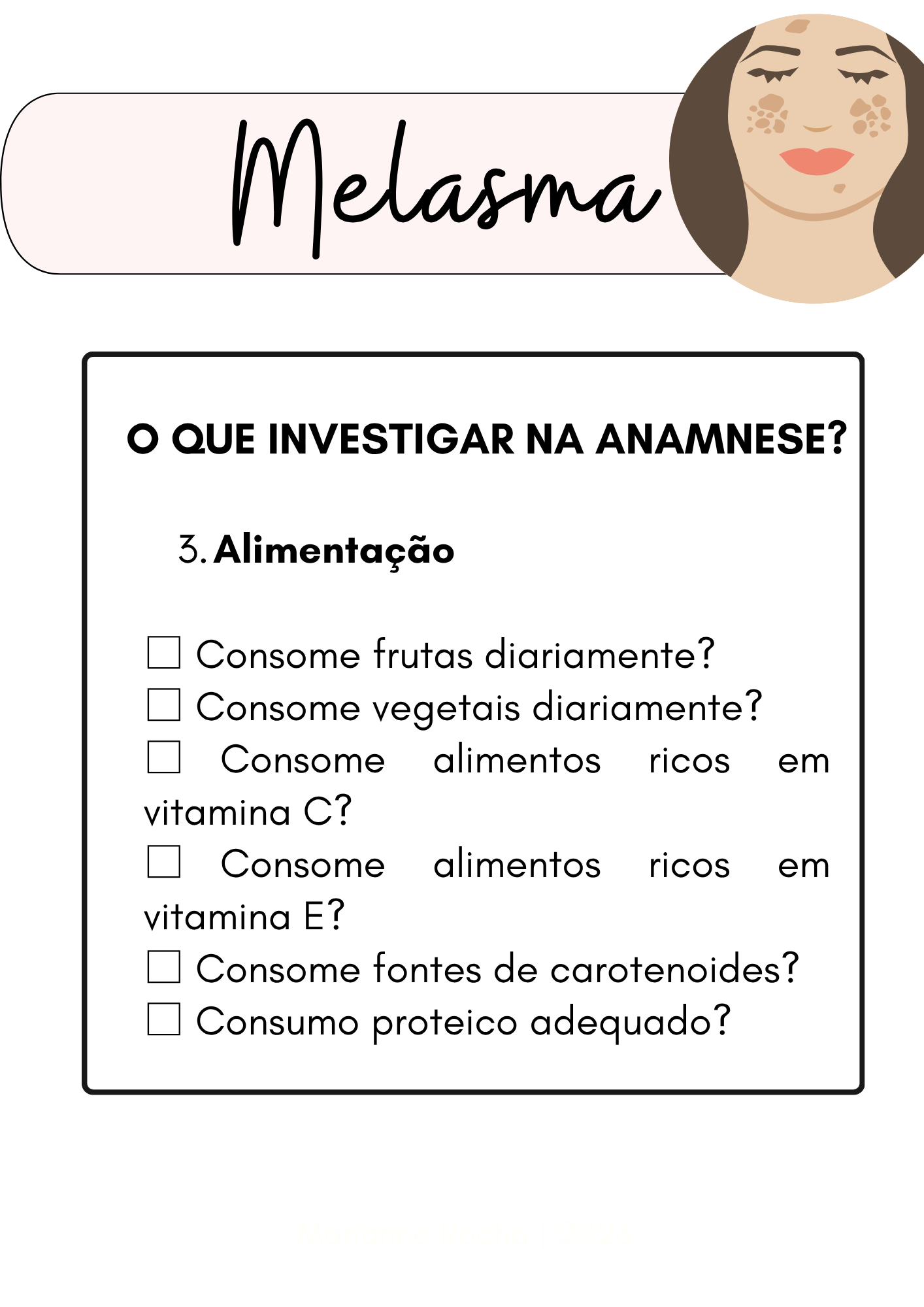 Página do manual com um checklist de anamnese