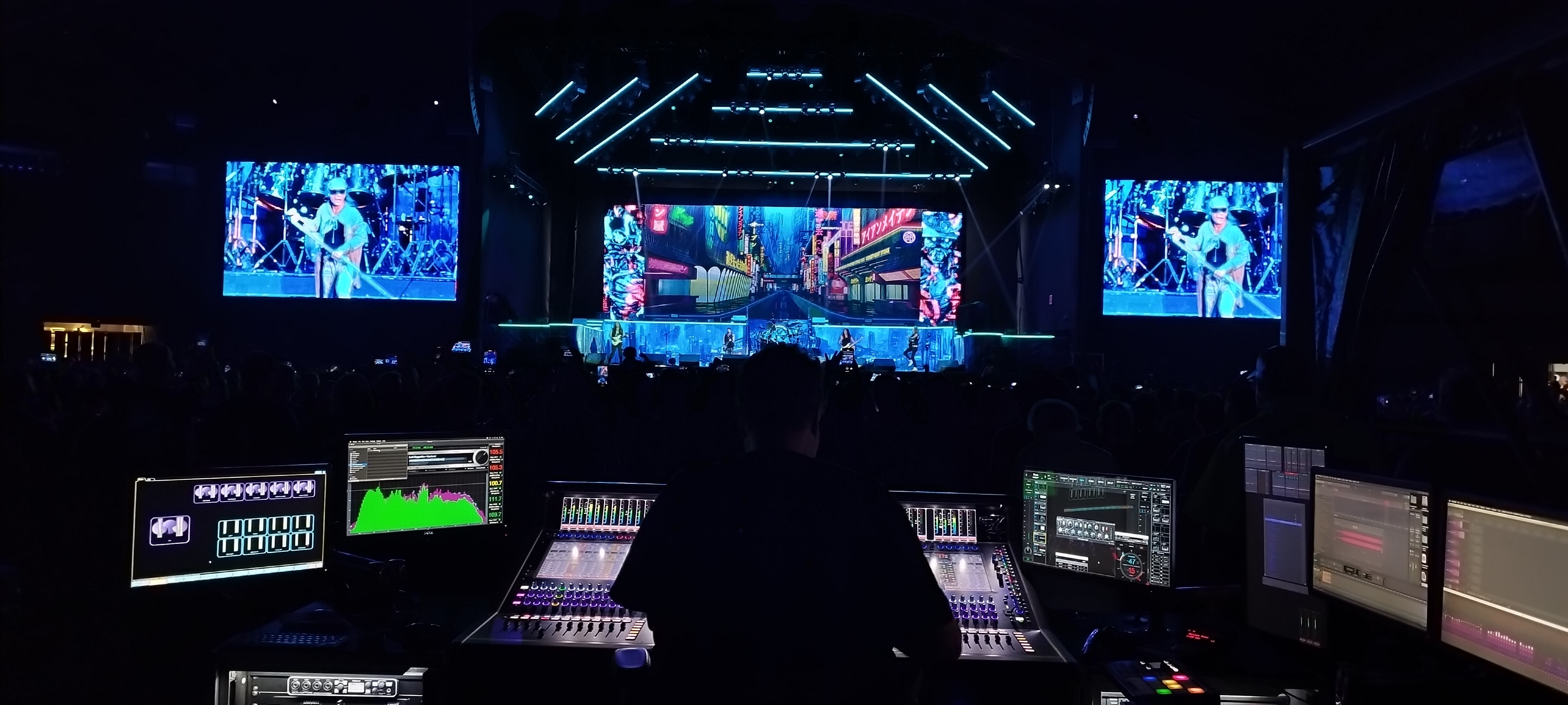 Ken "Pooch" Van Druten mixing Iron Maiden from front of house