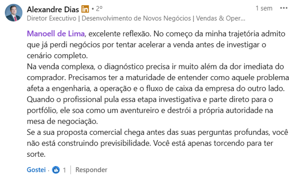 Comentário profissional 1