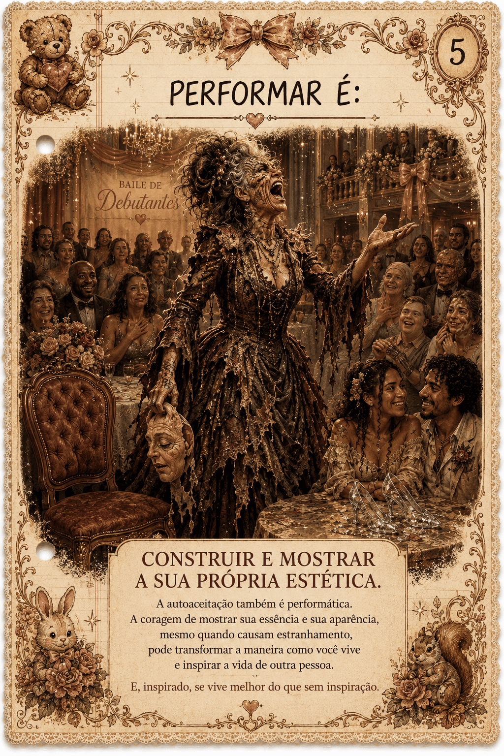 Detalhe de um Performance Card com arte expressiva