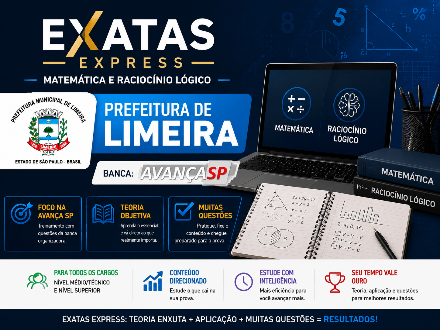Emblema da Prefeitura de Limeira e Banca AvançaSP