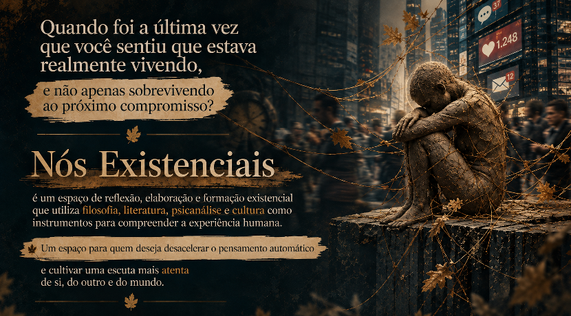 Pessoa em profunda reflexão com elementos abstratos