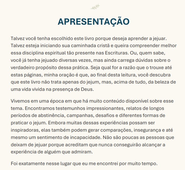 Página de exemplo do e-book sobre jejum bíblico