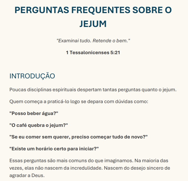 Página de exemplo de guia espiritual