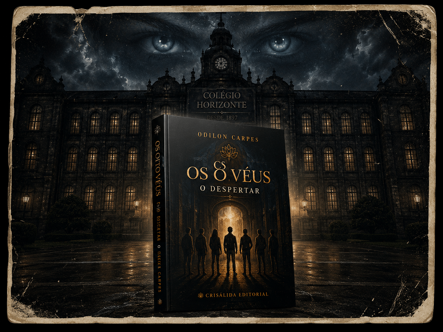 Mockup físico do livro Os Oito Véus