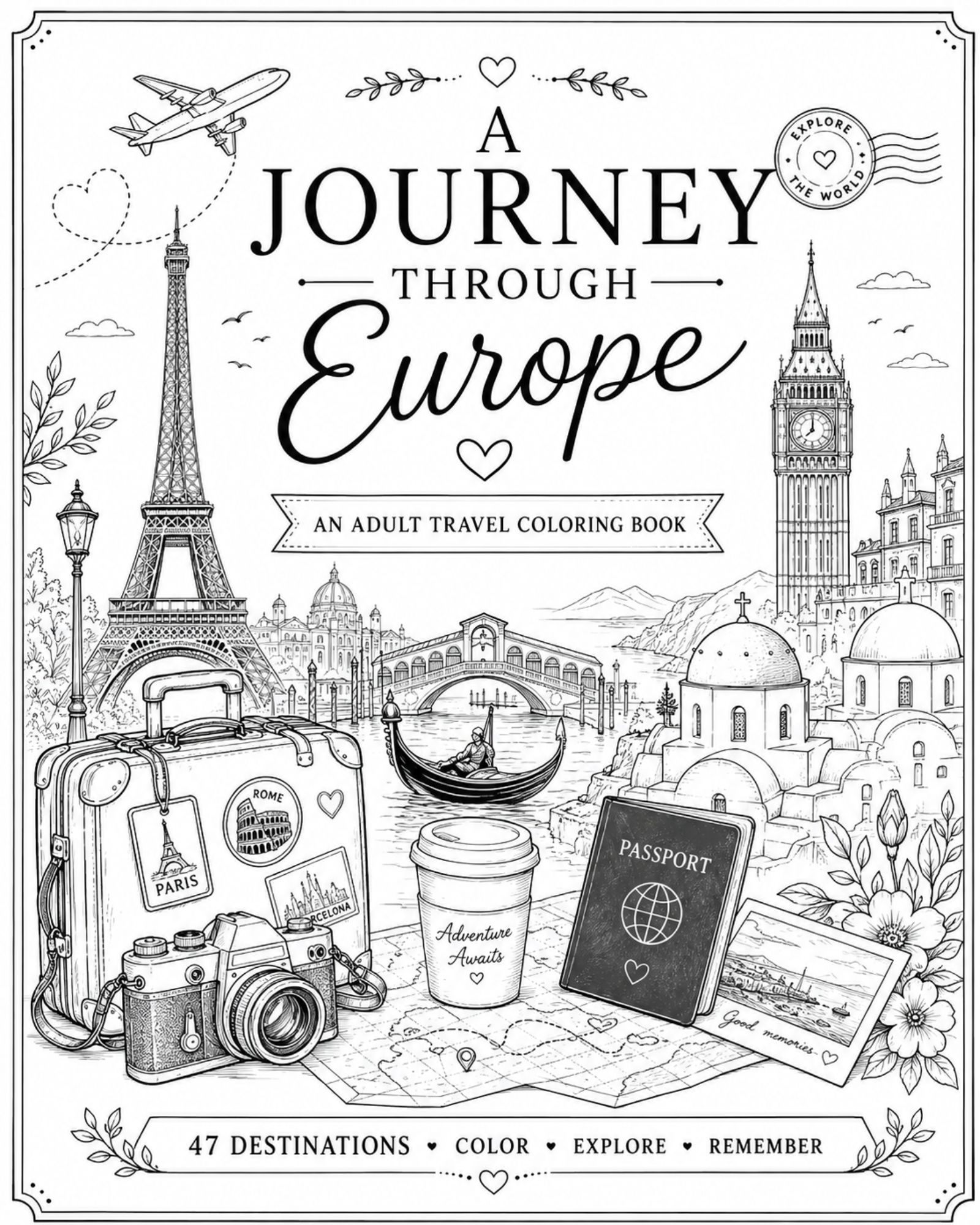 A Journey Through Europe Coloring Book