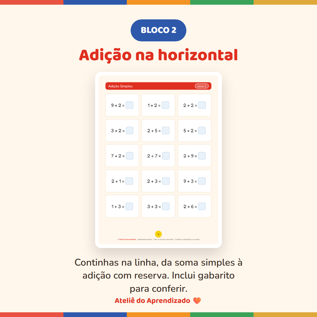 Caderno com adição horizontal
