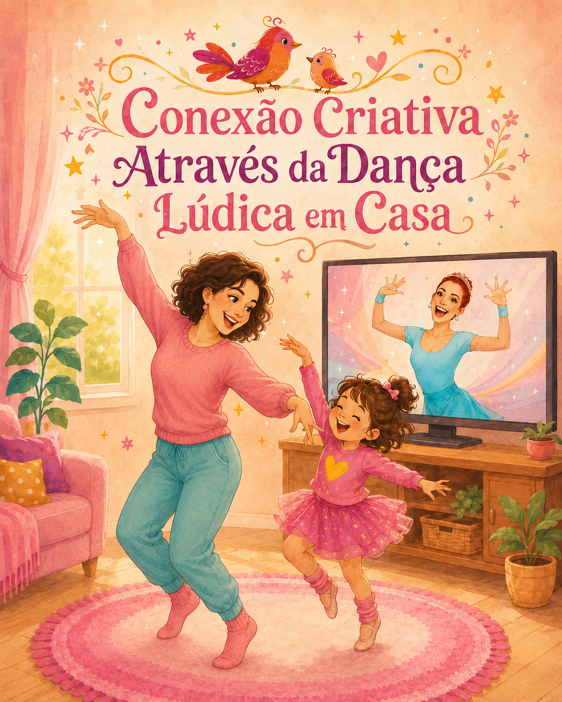 Criança e adulto dançando alegremente
