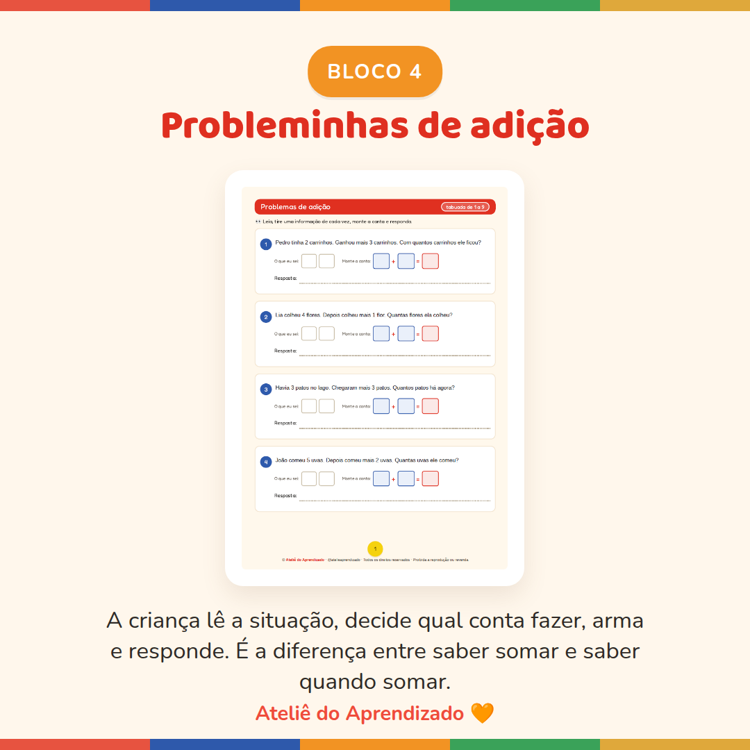 Criança resolvendo problemas de adição