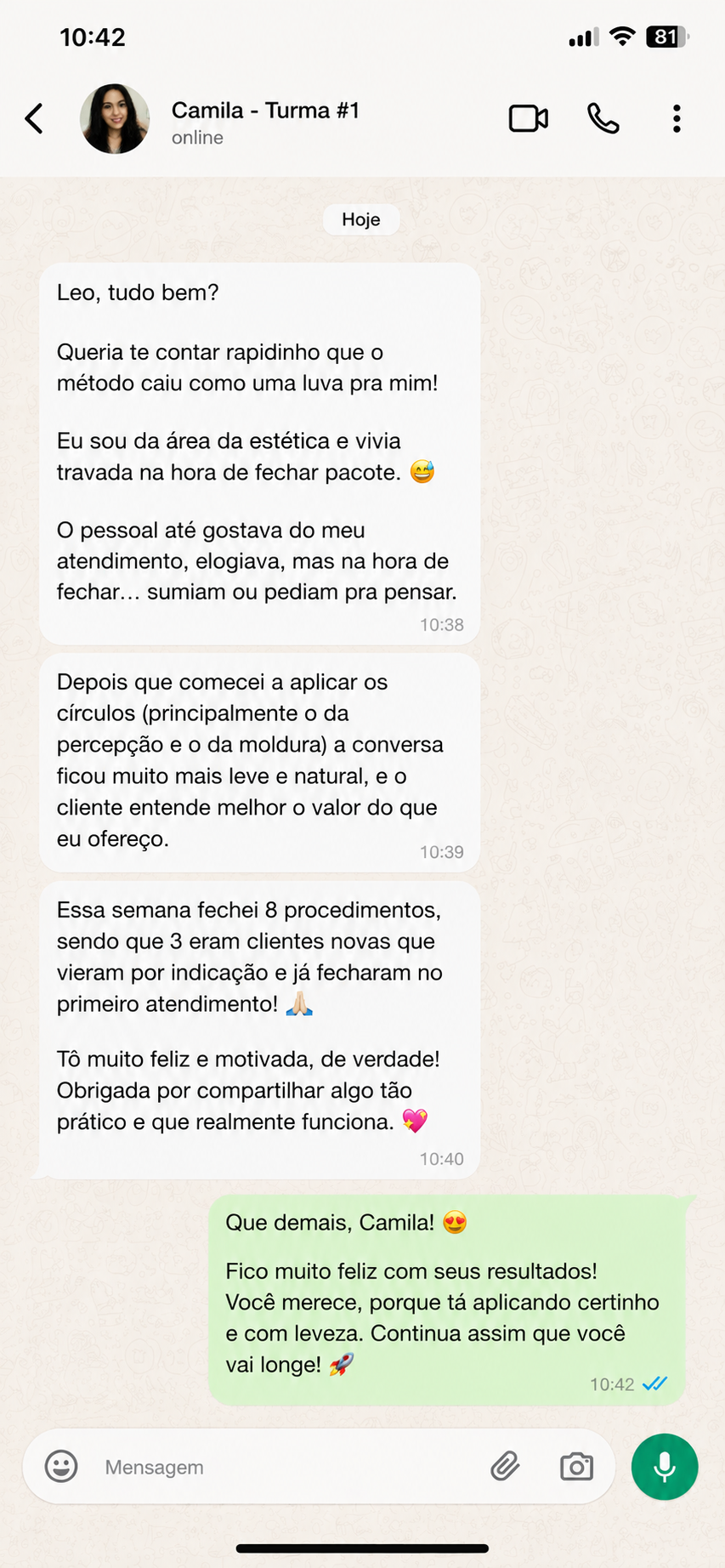 Print de resultado de aluno - relatório de progresso