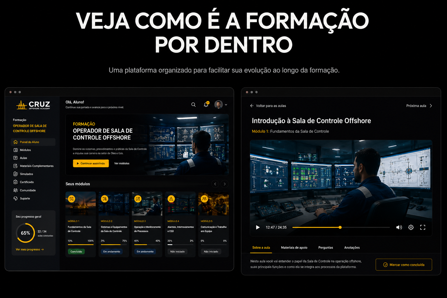 Screenshot de uma aula da plataforma de curso
