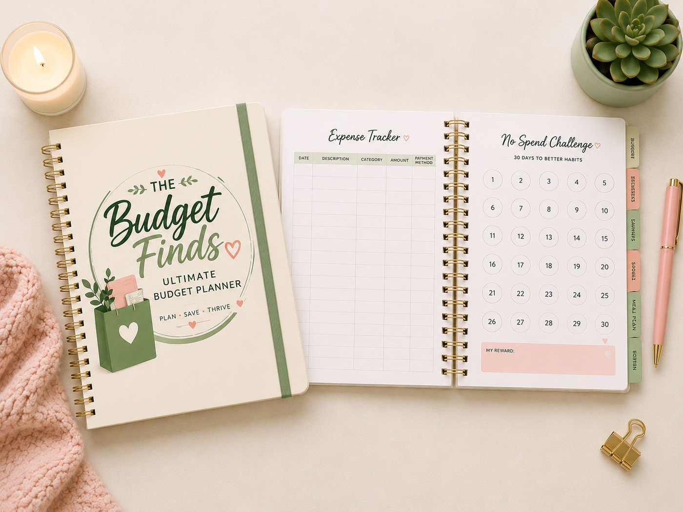 Detailed mockup inside the planner sheets