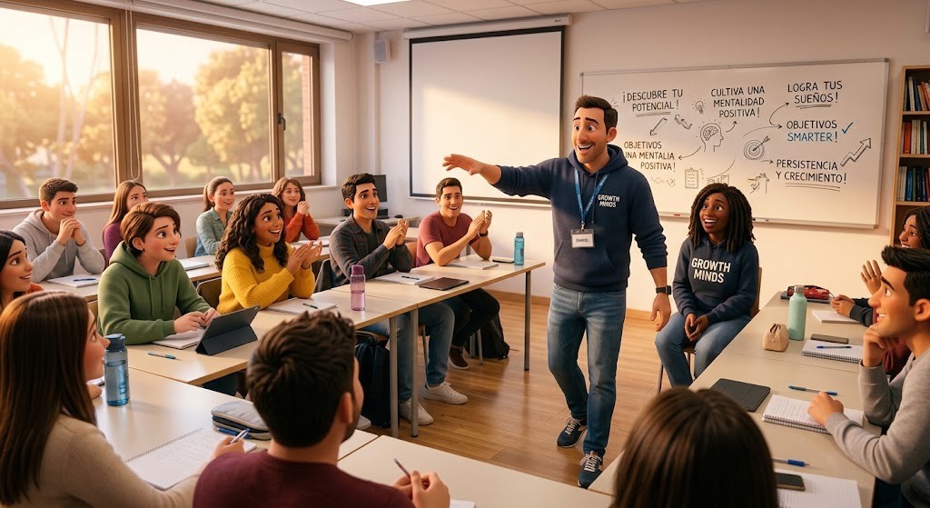 Profesional impartiendo liderazgo asertivo y dinámicas de comunicación