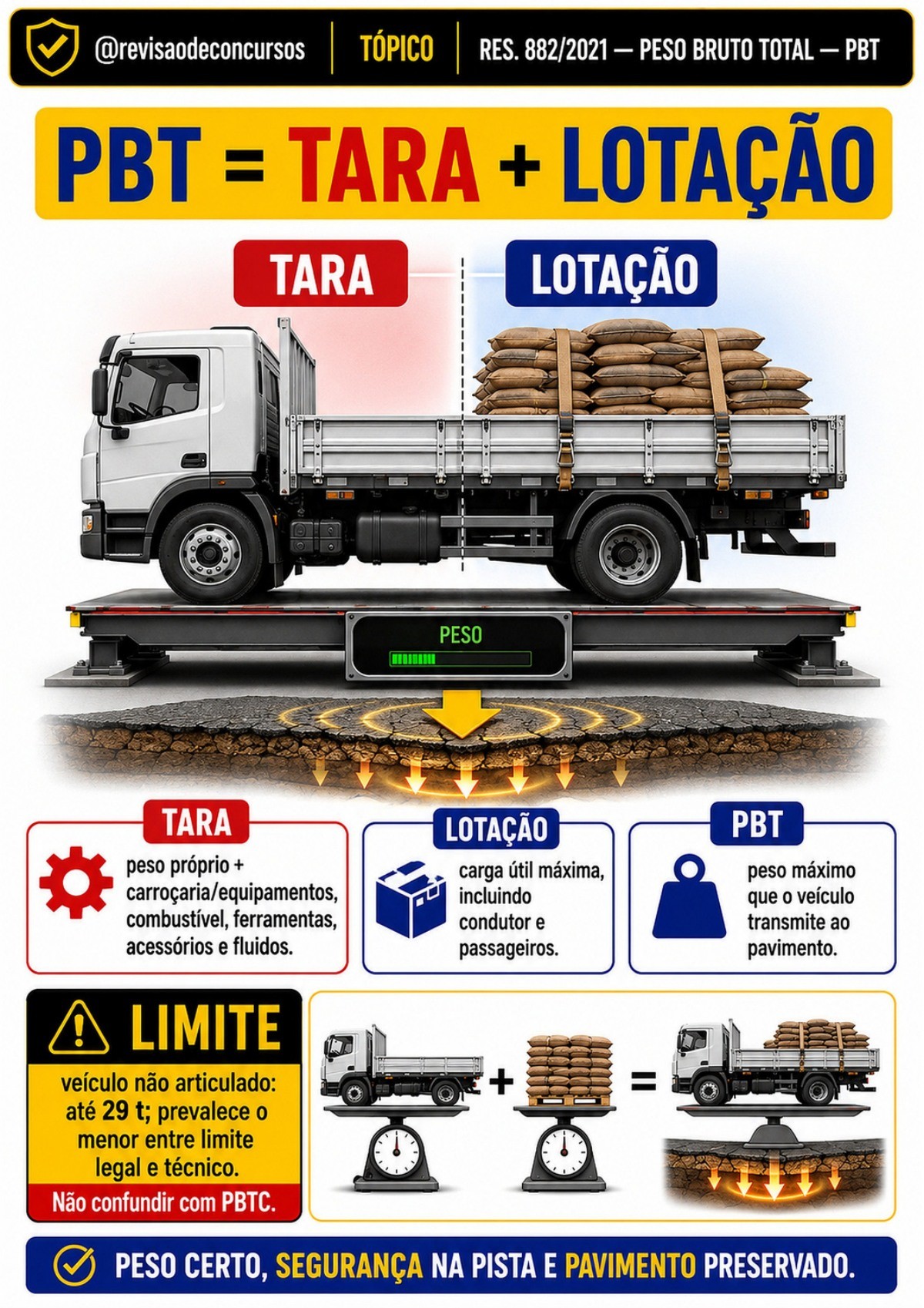Amostra principal 12 — peso bruto total, tara e lotação