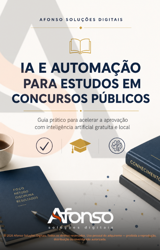 Capa do Ebook IA e Automação para Estudos em Concursos Públicos