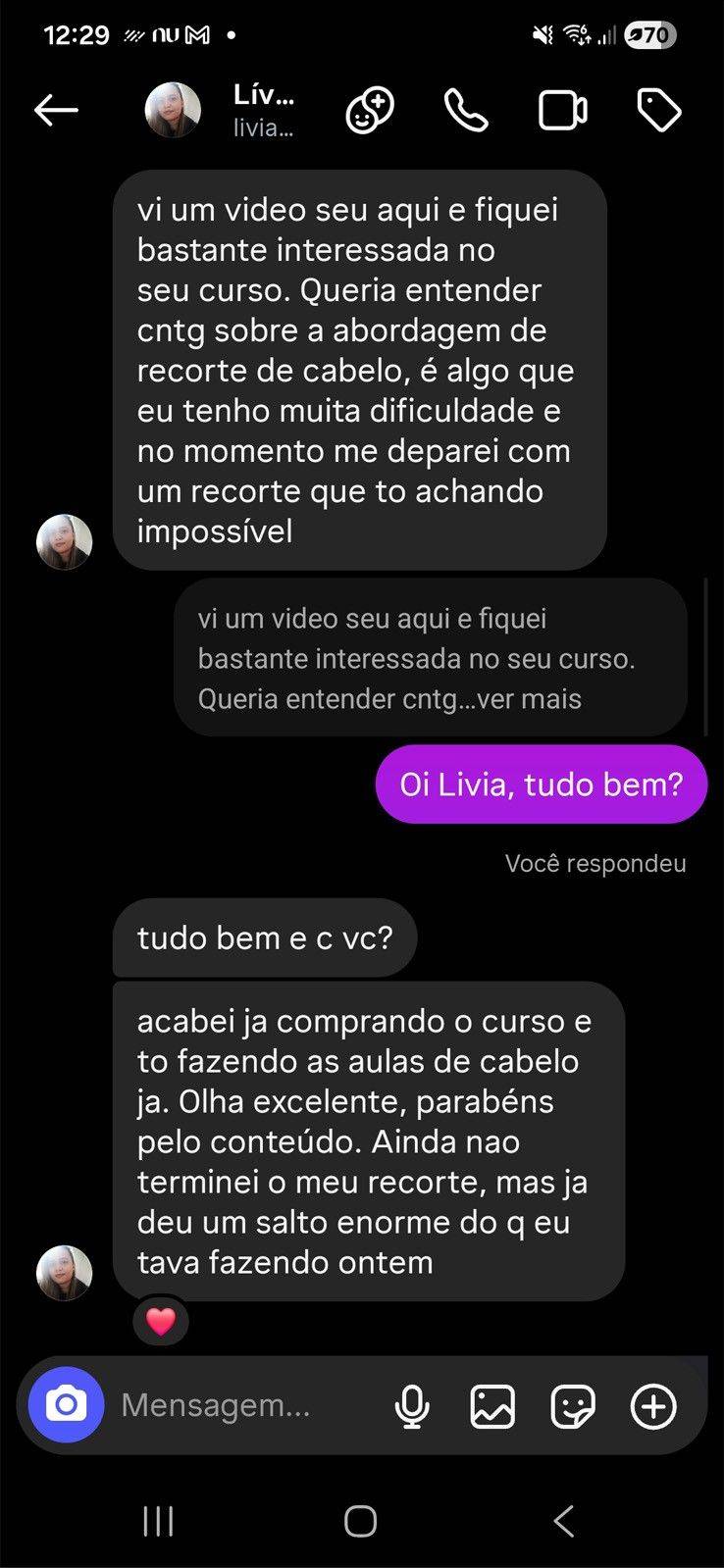 Print WhatsApp Lívia Rabelo