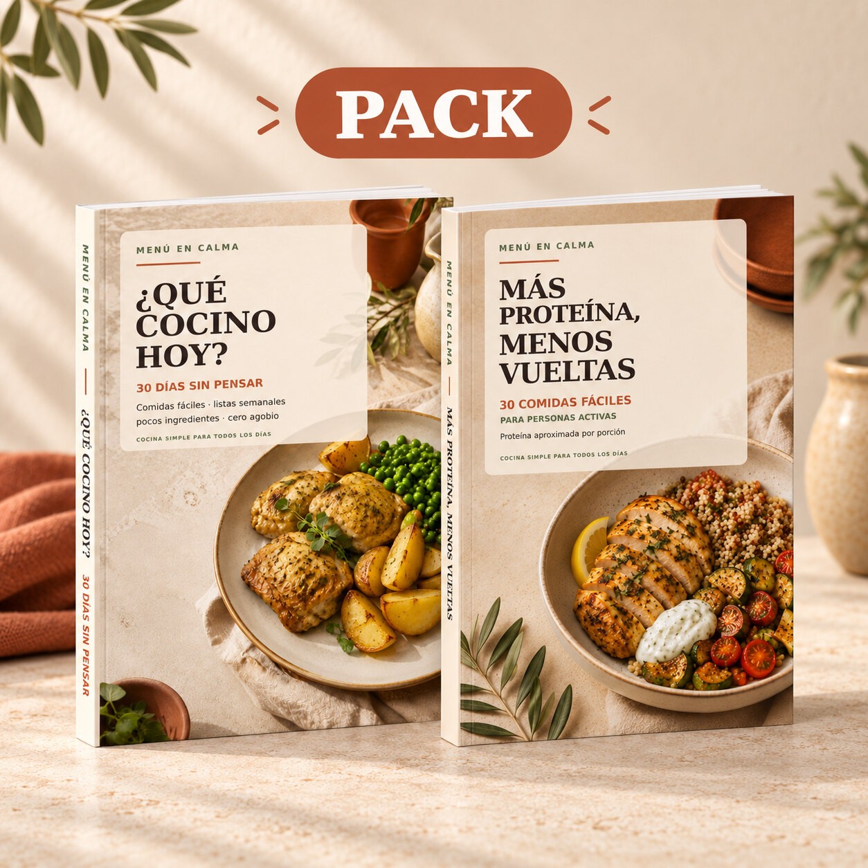 Mockup de los dos e-books de Menú en Calma juntos