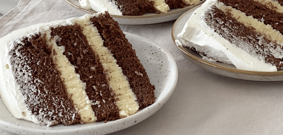 three plates with one cake slice each