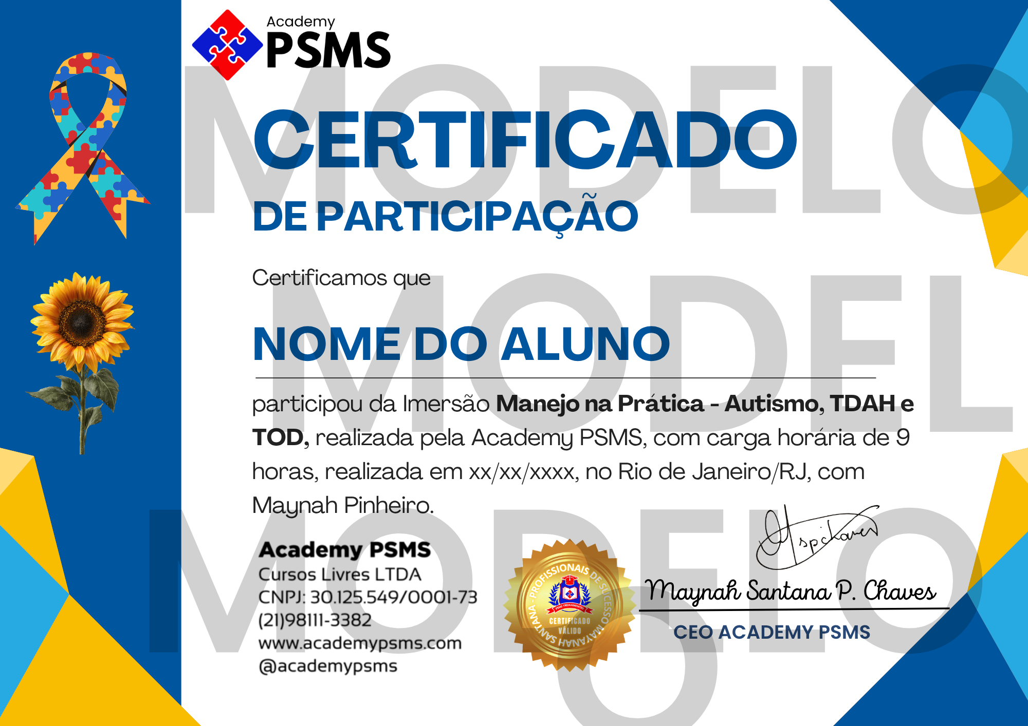 Modelo do Certificado de Participação