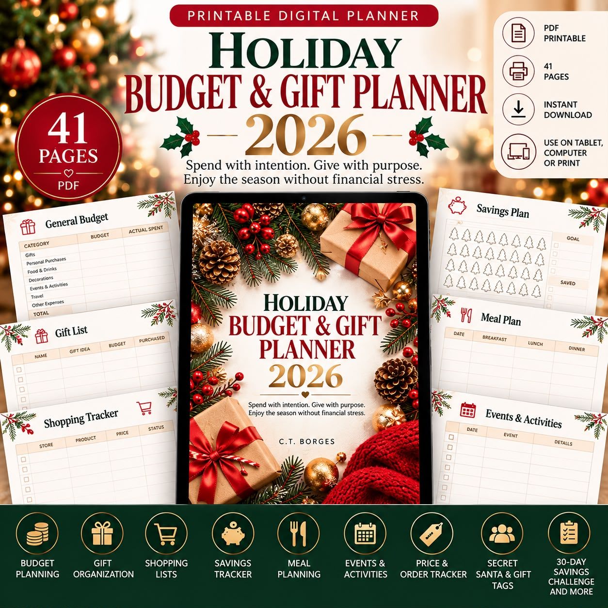 Holiday Budget & Gift Planner mockups