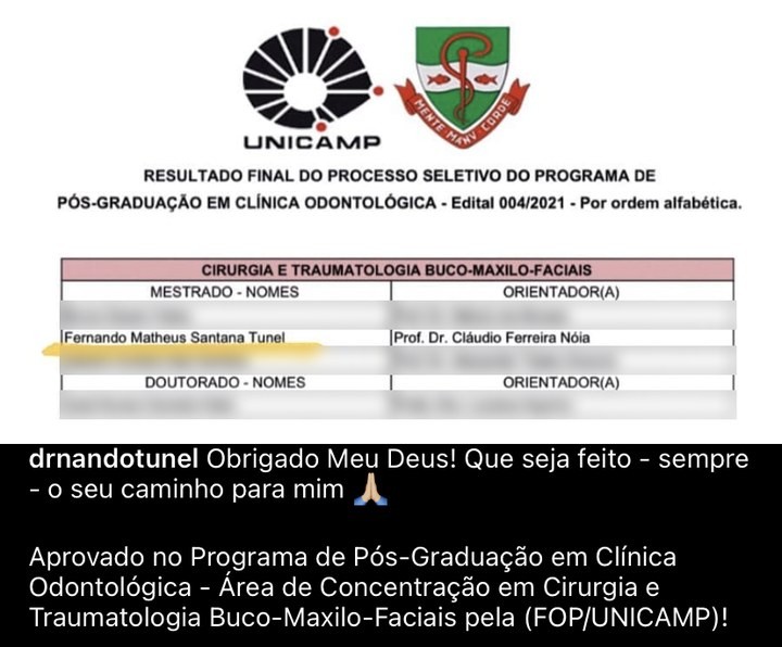 Mensagem de Fernando Matheus Santana Tunel