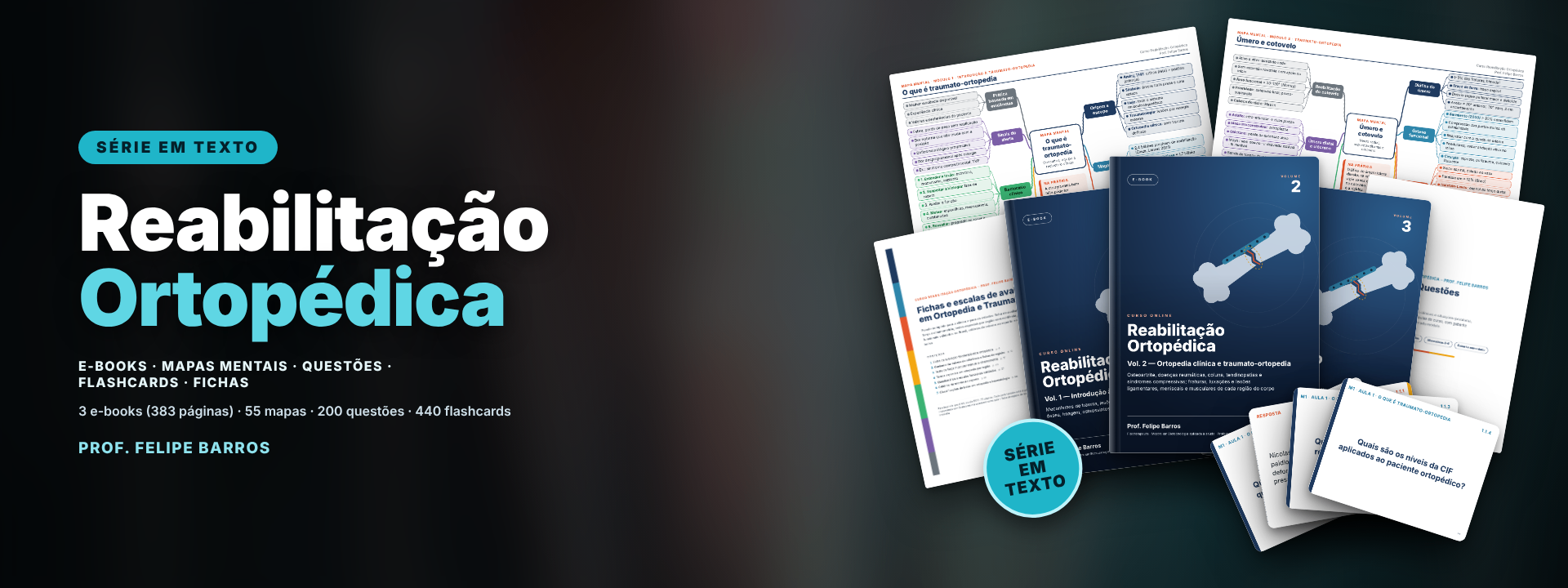 Série Reabilitação Ortopédica em texto – e-books, mapas mentais, questões, flashcards e fichas – Prof. Felipe Barros