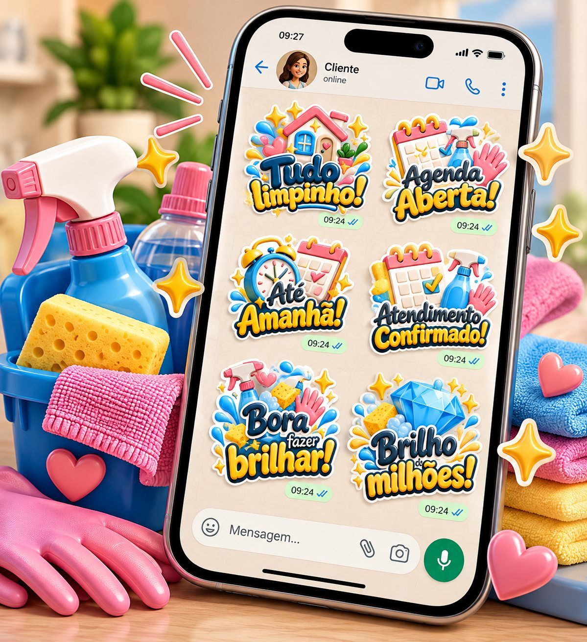 Exemplo do Kit de Figurinhas no WhatsApp