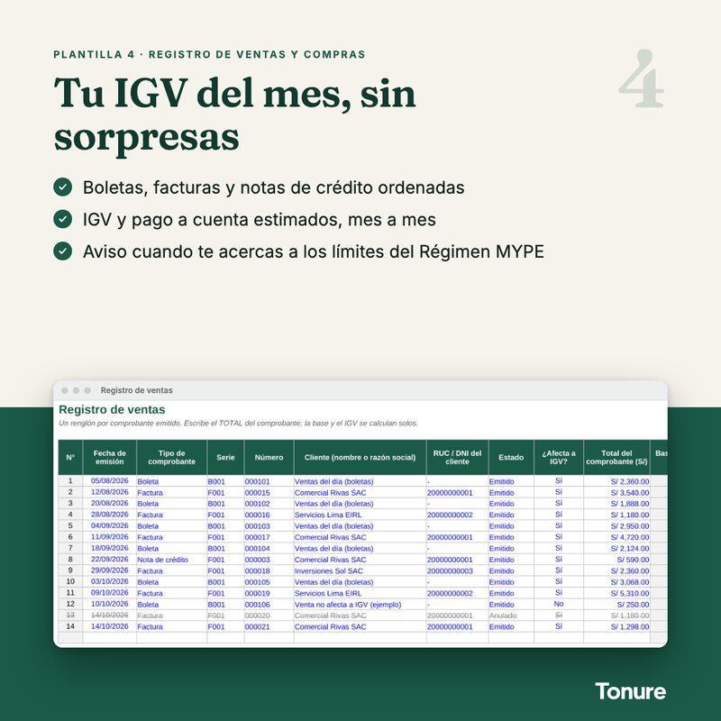 Plantilla Registro de ventas y compras
