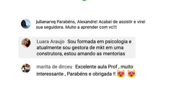 depoimento 4 - estou amando as mentorias